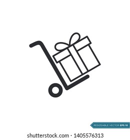 Trolley Cargo Icon Vector Template Flat Design