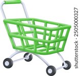 Trolley cart 3d icon. Supermarket store symbol isolated on white background