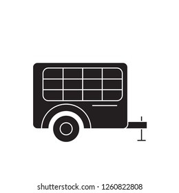 Trolley cart black vector concept icon. Trolley cart flat illustration, sign