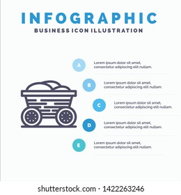 Trolley, Cart, Food, Bangladesh Line icon with 5 steps presentation infographics Background