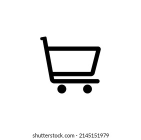 Trolley cart icon vector. Black outline illustration shopping cart symbol. Flat design isolated on white