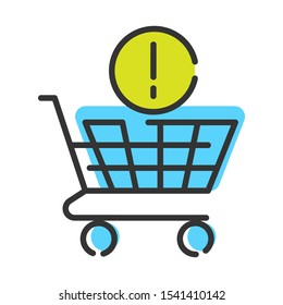 Trolley cart Icon vector with info symbol. Shopping cart simple vector icon illustration.