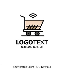 Trolley, Cart, Wifi, Shopping Business Logo Template. Flat Color. Vector Icon Template background
