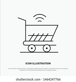 Trolley, Cart, Wifi, Shopping Line Icon Vector. Vector Icon Template background