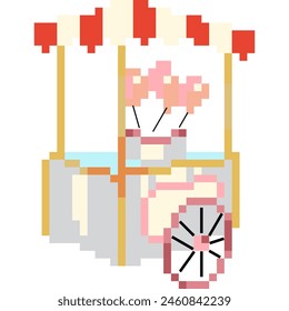 Trolley cartoon icon in pixel style