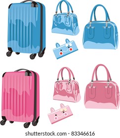 trolley case, suitcase, wallet, wrapped