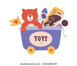 Trolley With Children Toys Vector Illustration