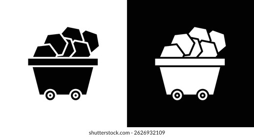 Trolley with coal icon concept, vector illustration