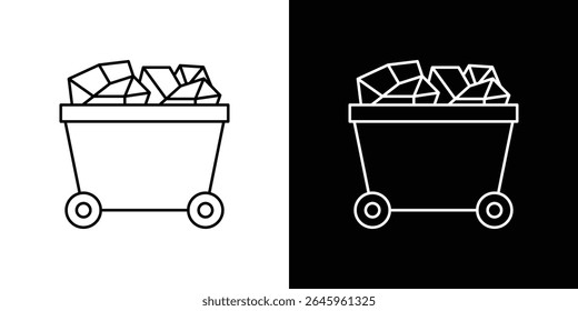 Trolley with coal icon Flat style logo vector. perfect for UI designs