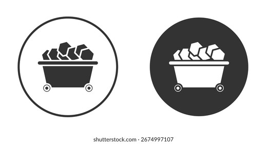 Trolley mit Piktogramm auf dem Kohlesymbol. Vektorkonturgrafik einzeln auf weißem Hintergrund.