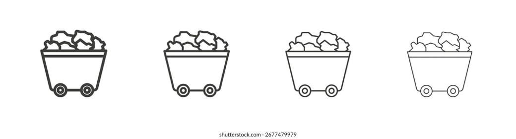 Trolley with coal icon symbol. Vector isolated illustration.