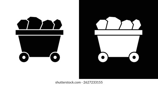 Trolley with coal icon vector, solid illustration, pictogram