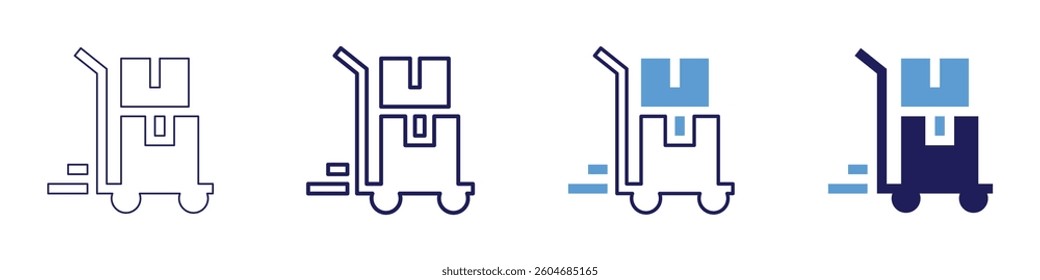 Trolley with collapsible sides icon in 4 different styles. Thin Line, Line, Bold Line, Duotone. Duotone style. Editable stroke.