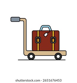 ícone de linha de cor do carrinho com ilustração de stock de vetor de fundo branco