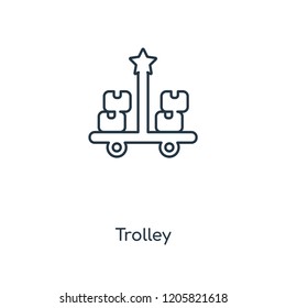 Trolley concept line icon. Linear Trolley concept outline symbol design. This simple element illustration can be used for web and mobile UI/UX.