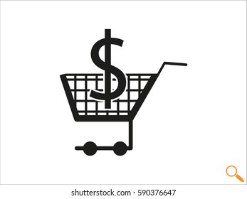 trolley, currency, icon, vector illustration eps10
