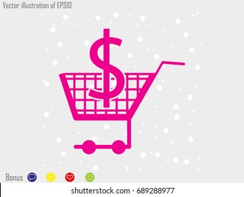 trolley, currency, icon, vector illustration eps10