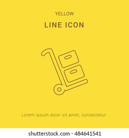 Trolley Cute yellow thin line icon / logo Design