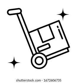 trolley delivery with box carton , line style icon vector illustration design