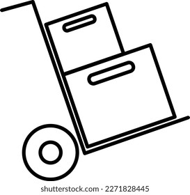 Trolley delivery service icons with black outline style. Shipping logistics symbol sign. Simple vector illustration. Related to package, fee, fast courier