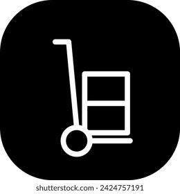 Trolley delivery services icon with black filled line outline style. trolley, store, sale, retail, buy, purchase, market. Vector Illustration