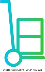 Trolley delivery services icon with blue and green gradient outline style. trolley, store, sale, retail, buy, purchase, market. Vector Illustration