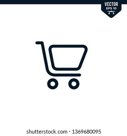 Trolley design related to shopping chart icon collection in outlined or line art style, editable stroke vector