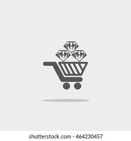 Trolley, diamond, icon
