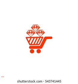 Trolley, diamond, icon
