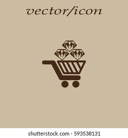 Trolley, diamond, icon