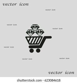 Trolley, diamond, icon