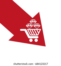 Trolley, diamond, icon