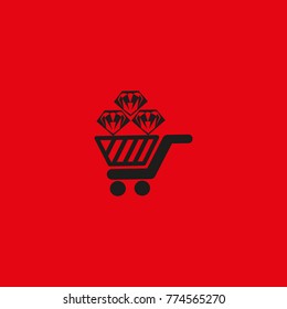 Trolley, diamond, icon
