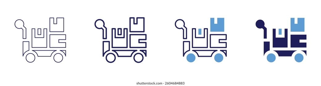 Trolley dolly icon in 4 different styles. Thin Line, Line, Bold Line, Duotone. Duotone style. Editable stroke.