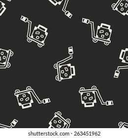 Trolley doodle drawing seamless pattern background