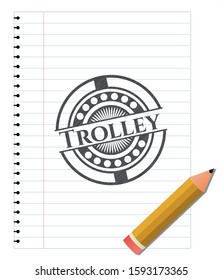 Trolley drawn with pencil strokes. Vector Illustration. Detailed.