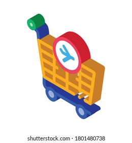 Trolley For Duty Free Products Icon Vector. Isometric Trolley For Duty Free Products Sign. Color Isolated Symbol Illustration