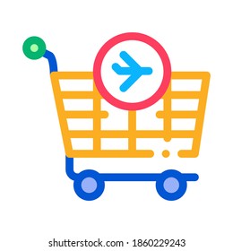 Trolley For Duty Free Products Icon Vector. Trolley For Duty Free Products Sign. Isolated Contour Symbol Illustration