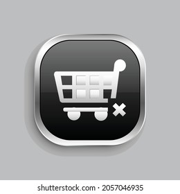 trolley error icon design. Glossy Button style rounded rectangle isolated on gray background.. Vector illustration