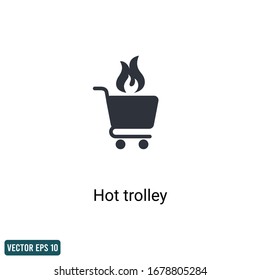 trolley and fire flame icon  hot sale symbol design element logo template vector eps 10