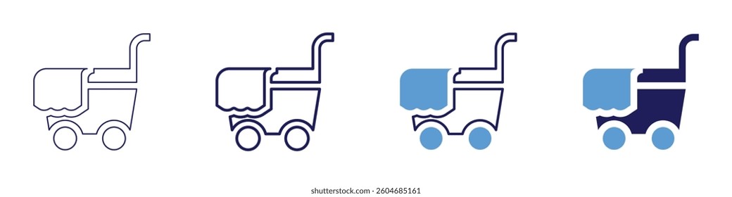 Trolley with foldable design icon in 4 different styles. Thin Line, Line, Bold Line, Duotone. Duotone style. Editable stroke.