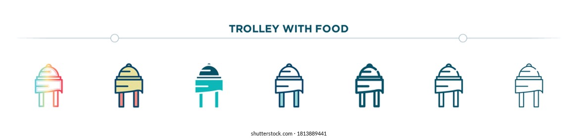 trolley with food icon designed in gradient, filled, two color, thin line and outline style. vector illustration of trolley with food vector icons. can be used for mobile, ui, web
