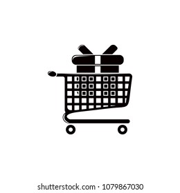 trolley with gift box illustration. Element of shop and shopping for mobile concept and web apps. Detailed trolley with gift box illustration can be used for web and mobile