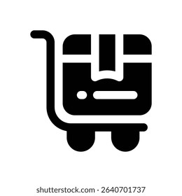 trolley glyph icon. Strong and solid vector icon for websites, mobile interfaces, presentations, and visual branding. High quality and easy to edit.