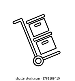 Trolley with Goods line icon vector