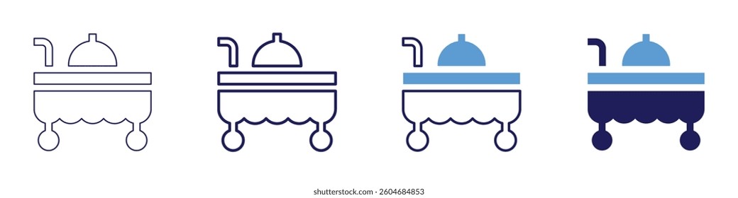 Trolley for groceries transport icon in 4 different styles. Thin Line, Line, Bold Line, Duotone. Duotone style. Editable stroke.
