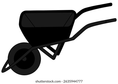 Trolley. Hand wheelbarrow, rides on one wheel. Silhouette. Vector illustration. Isolated white background. Idea for web design.