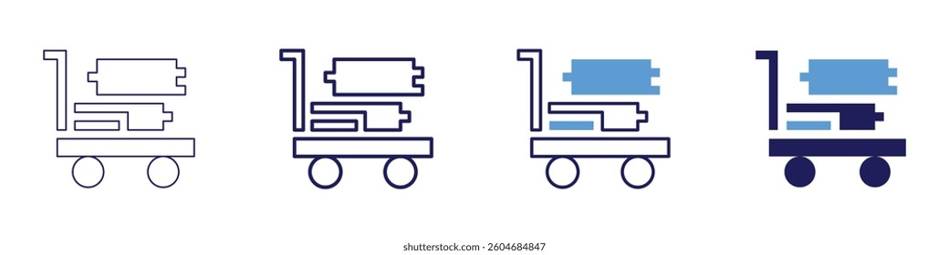 Trolley for hotel use icon in 4 different styles. Thin Line, Line, Bold Line, Duotone. Duotone style. Editable stroke.