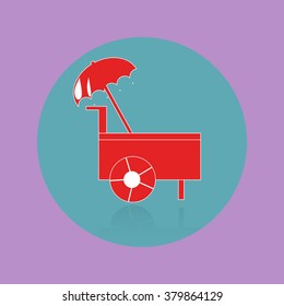 Trolley with ice cream icon