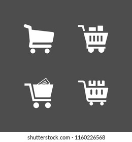 trolley icon. 4 trolley set with shopping store cart, cart and shopping cart vector icons for web and mobile app